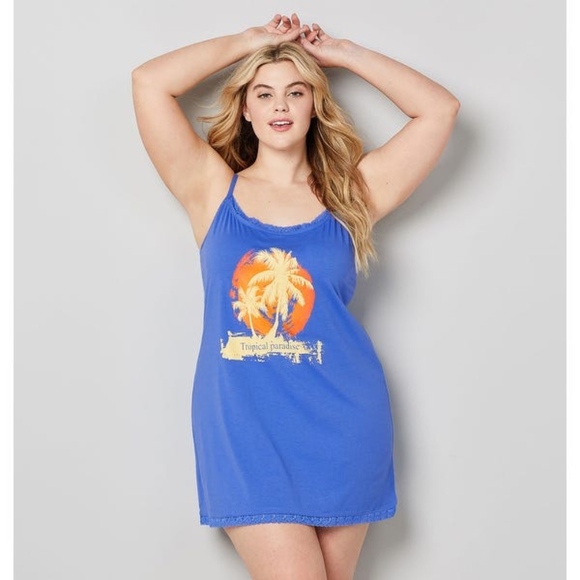 Avenue Other - Avenue Tropical Paradise Blue Chemise NEW